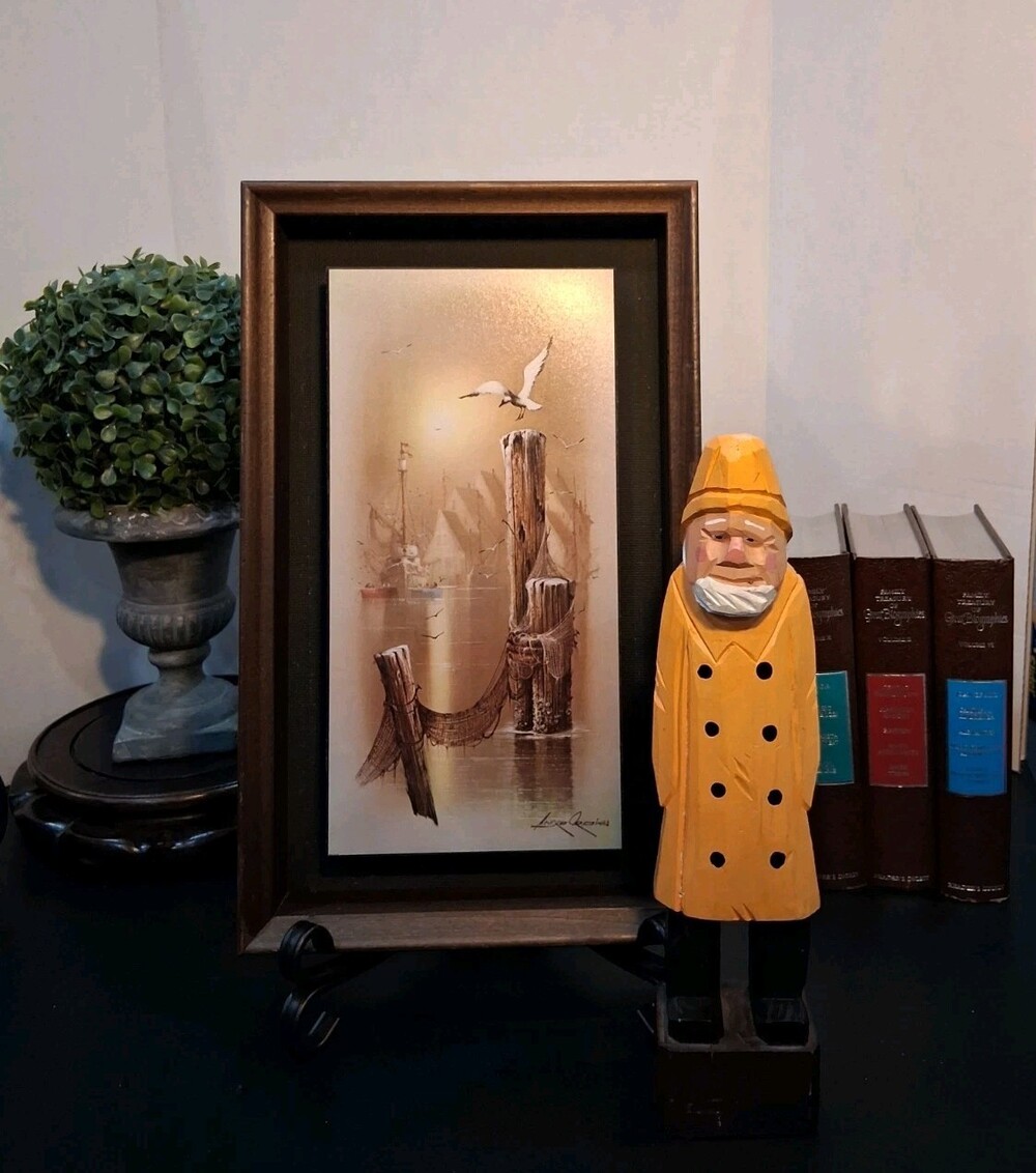 VTG Andres Orpinas Floating Frame Lacquered Wood Art Raised Shadowbox Nautical